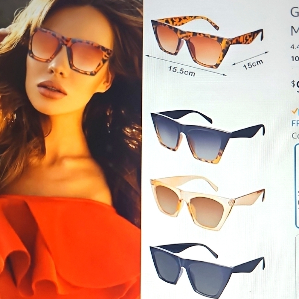4 Pair Trendy Retro Cat Eye Women's Shell Sunglasses Variety Bundle